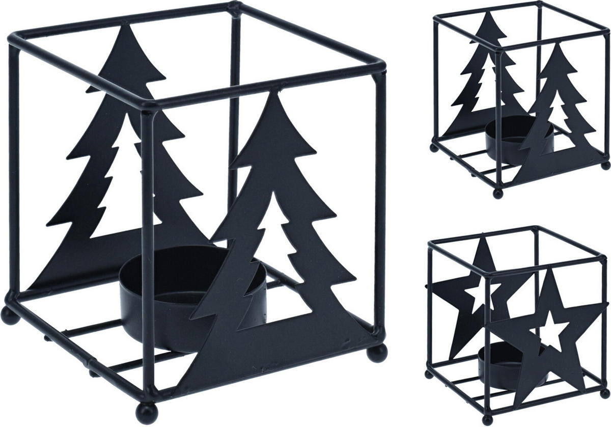 SVÍCEN NA ČAJOVOU SVÍČKU kov - černá, Lifestyle, kov (8/8/8.5cm)