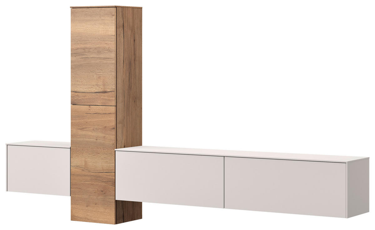 WOHNWAND  in Eichefarben, Hellgrau  282/160/37 cm  - Eichefarben/Hellgrau, Design, Holzwerkstoff (282/160/37cm) - Celina Home
