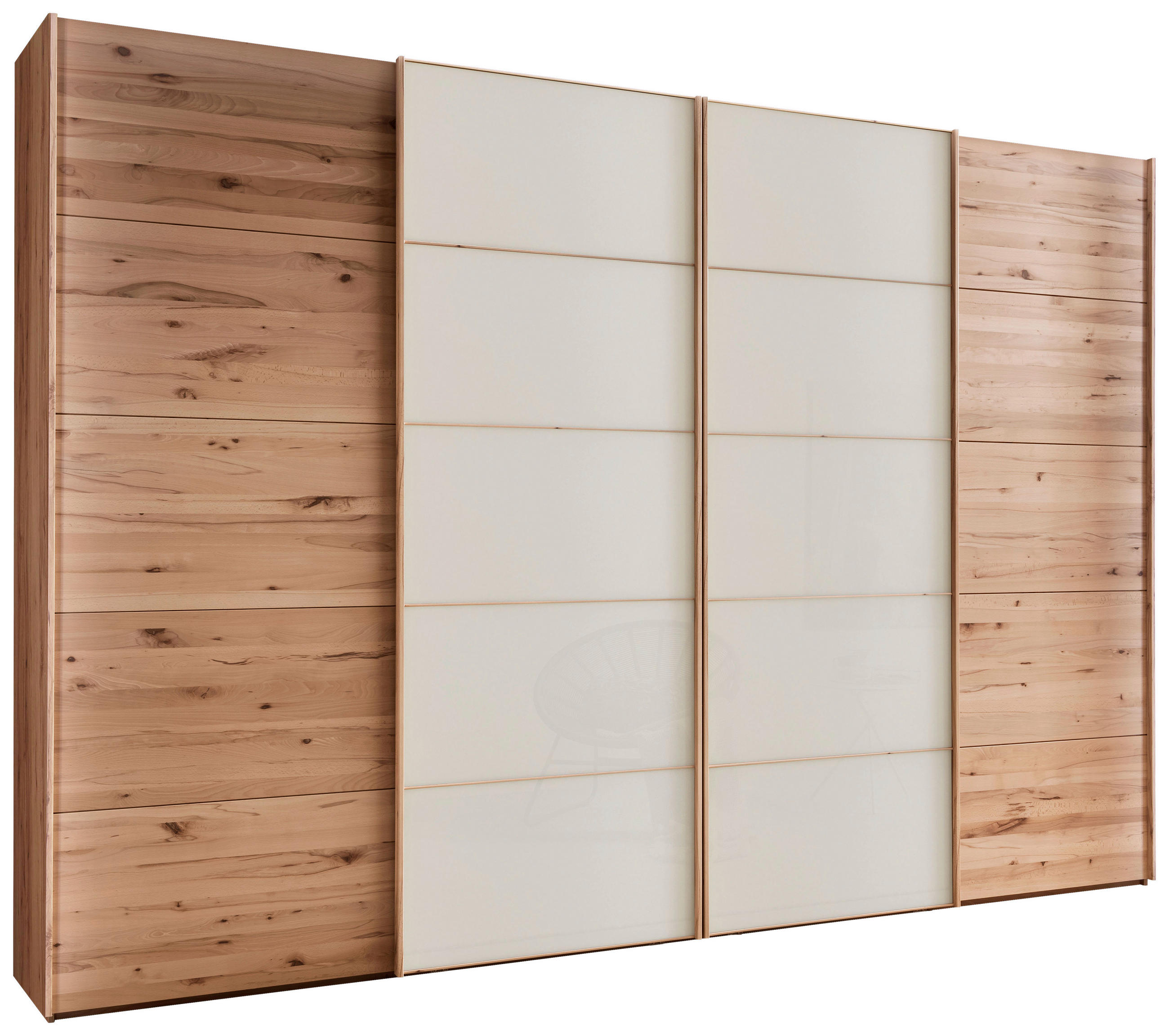 SCHWEBETÜRENSCHRANK Buchefarben, Champagner  - Champagner/Buchefarben, Natur, Glas/Holz (330/236/67cm) - Linea Natura