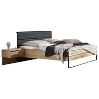 BETTANLAGE 180/200 cm  in Schwarz, Wildeiche   - Wildeiche/Schwarz, Design, Holzwerkstoff/Textil (180/200cm) - Dieter Knoll