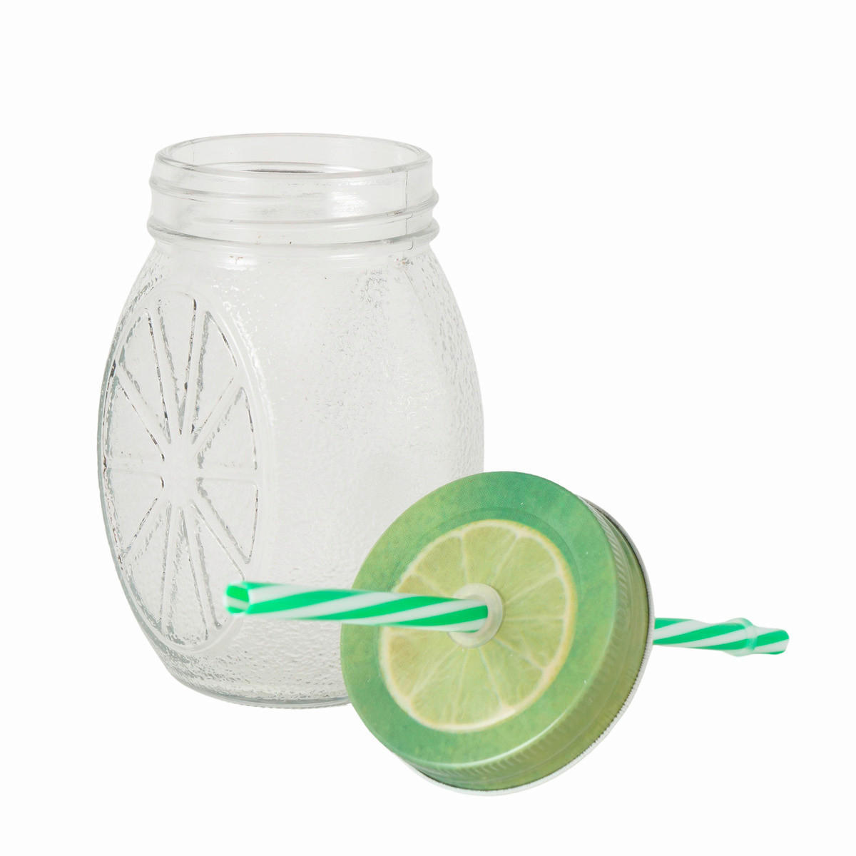 TRINKHALMBECHER  - Transparent/Gelb, LIFESTYLE, Glas/Textil (9,5/7,4/23,8cm)