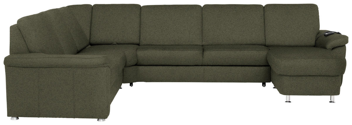 WOHNLANDSCHAFT in Flachgewebe Grün  - Chromfarben/Grün, Konventionell, Textil/Metall (240/330/163cm) - Beldomo System