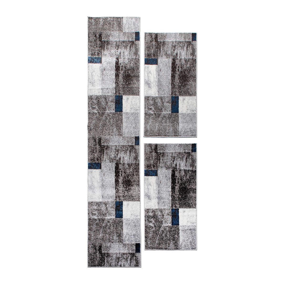 Novel Läufer Phoenix 3er Set Blau, Grau 67x620 cm