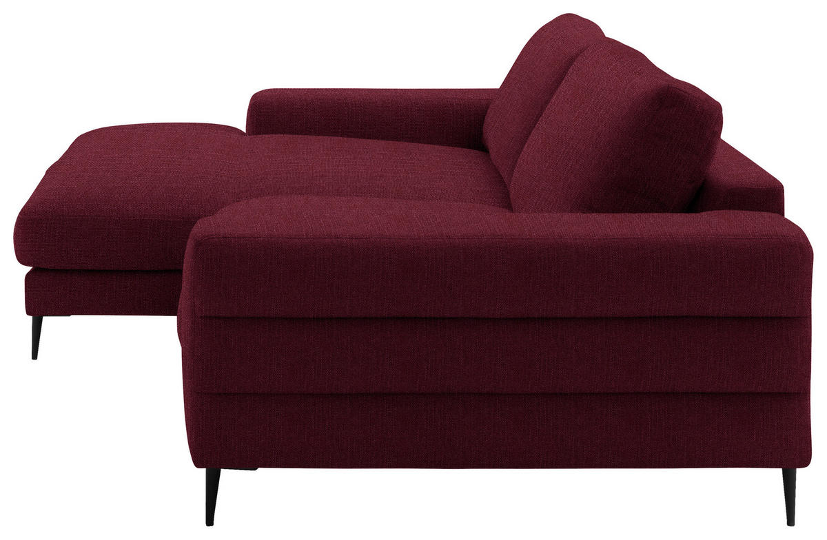 ECKSOFA in Flachgewebe Rot  177/253 cm  - Rot/Schwarz, Design, Textil/Metall (177/253cm) - Dieter Knoll