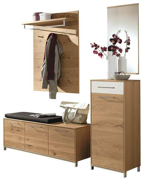 GARDEROBE 5-teilig  in 180/195/40 cm  - Eichefarben/Weiß, Design, Glas/Holz (180/195/40cm)