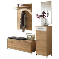 GARDEROBE 5-teilig  in 180/195/40 cm  - Weiss/Eichefarben, Design, Glas/Holz (180/195/40cm)