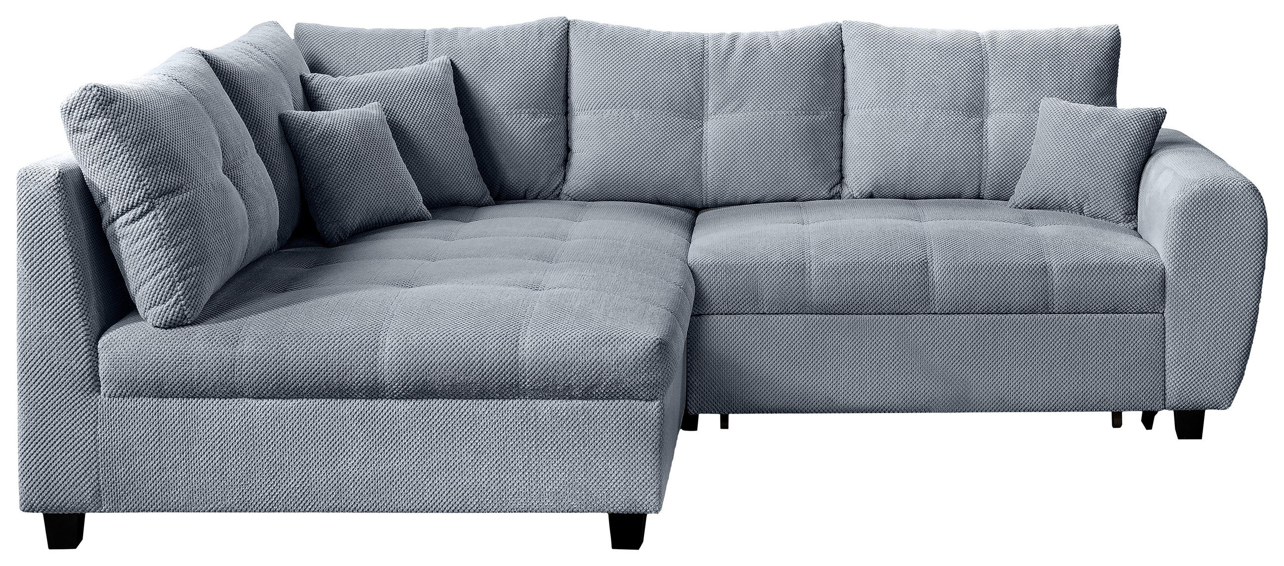 ECKSOFA Hellgrau Plüsch  - Hellgrau/Schwarz, KONVENTIONELL, Kunststoff/Textil (175/249cm) - Carryhome