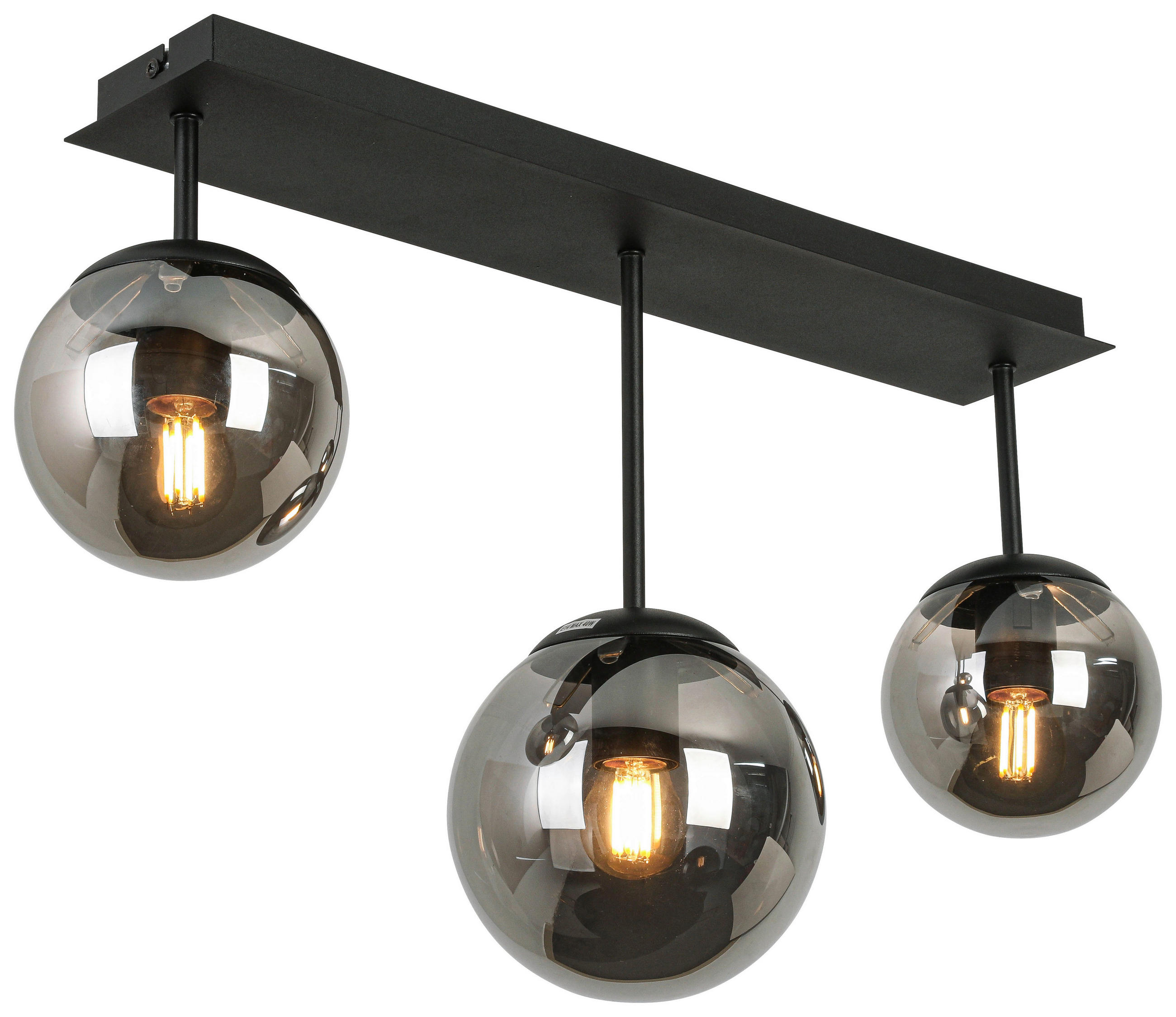 DECKENLEUCHTE 60/16/34,5 cm   - Chromfarben/Schwarz, Trend, Glas/Kunststoff (60/16/34,5cm) - Novel