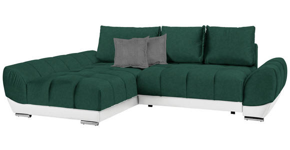 ECKSOFA in Grün, Weiß, Dunkelgrau  - Dunkelgrau/Weiß, MODERN, Textil/Metall (192/290cm) - Carryhome