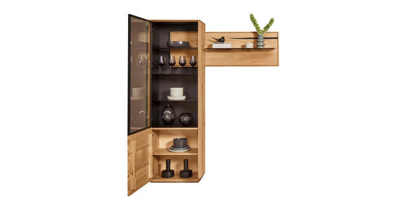 VITRINE  in furniert Wildeiche Schwarz, Eichefarben - Eichefarben/Schwarz, Natur, Glas/Holz (154/192/40cm) - Waldwelt