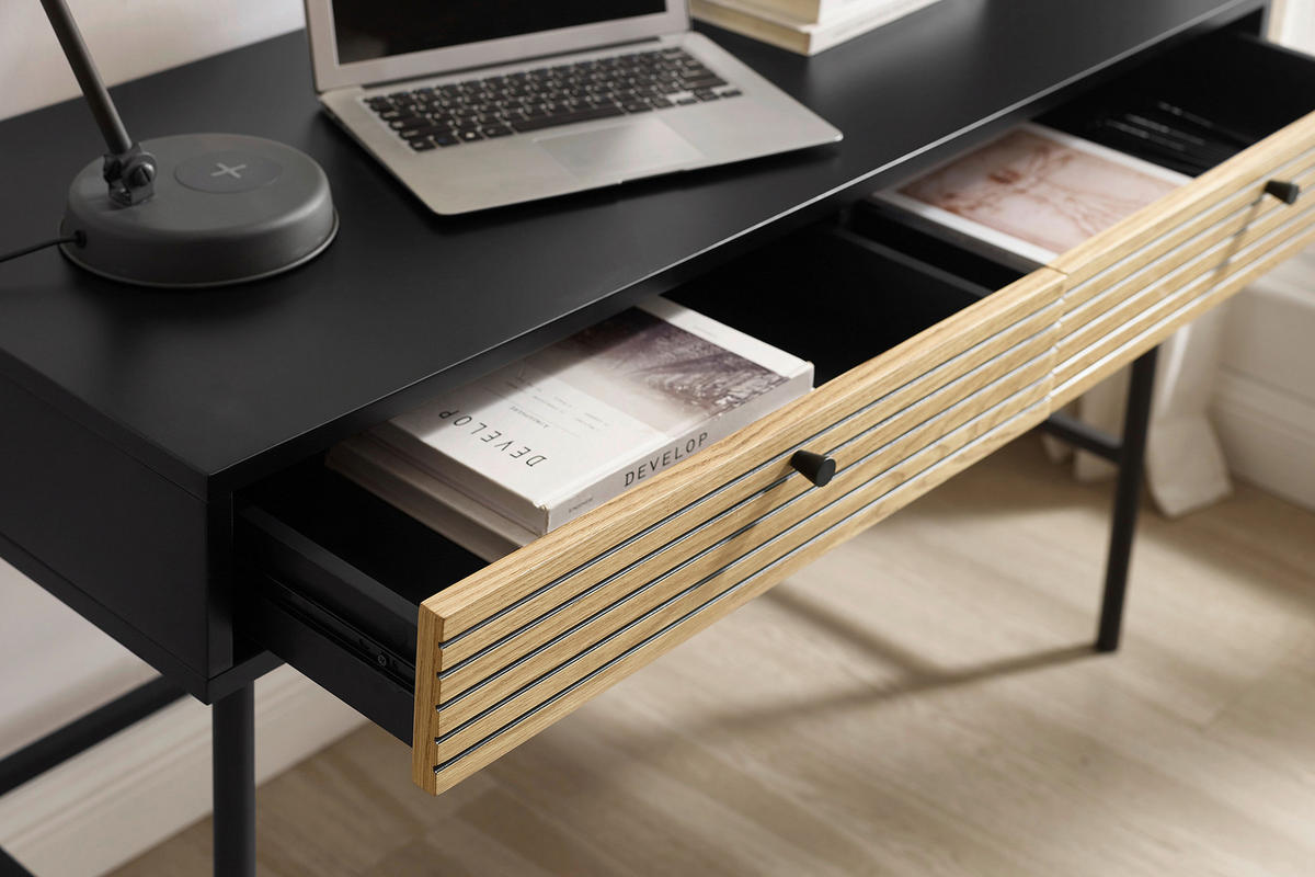 SCHREIBTISCH 120/50/75 cm  in Schwarz, Eichefarben  - Eichefarben/Schwarz, Design, Holz/Holzwerkstoff (120/50/75cm) - Livetastic