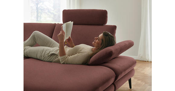 WOHNLANDSCHAFT  in Chenille, Flachgewebe Weinrot  - Weinrot/Schwarz, Design, Textil/Metall (208/344/180cm) - Dieter Knoll