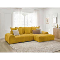 ECKSCHLAFSOFA EVEREST  mit Rücken echt, Armteil links, Armteil rechts Struktur Gelb  - Gelb/Schwarz, MODERN, Kunststoff/Textil (318/180cm) - Livetastic