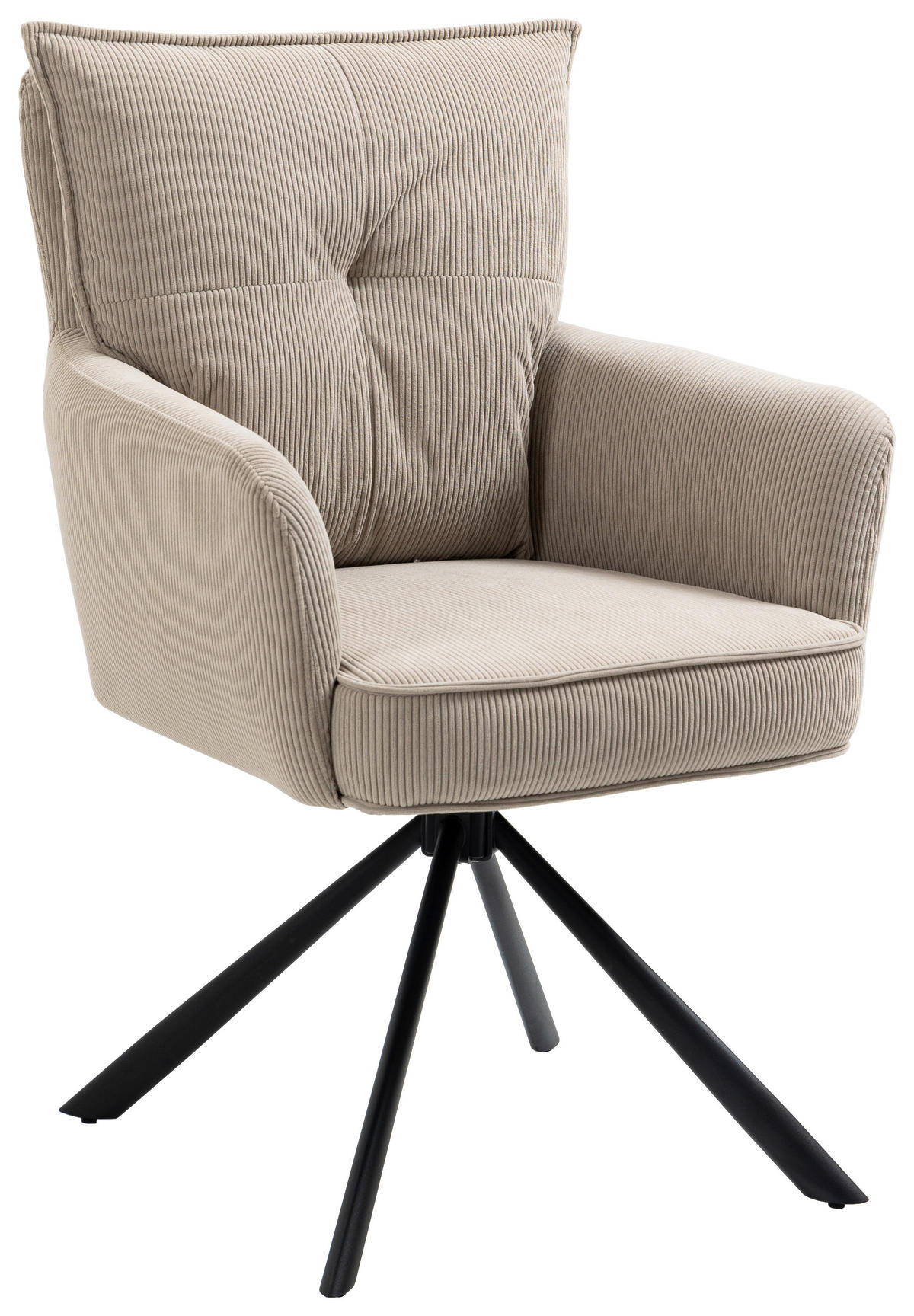 ARMLEHNSTUHL  in Eisen Cord  - Hellbraun/Schwarz, Design, Textil/Metall (60/95/67cm) - Novel