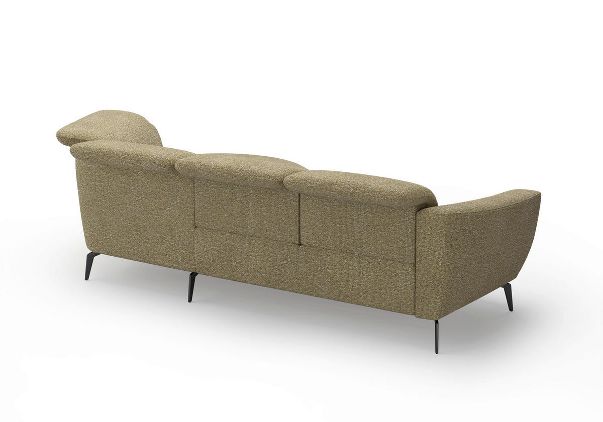 ECKSOFA ZOE E Olivgrün Chenille  - Schwarz/Olivgrün, KONVENTIONELL, Textil/Metall (309/199cm) - Sit & More