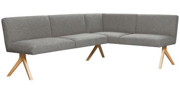 ECKBANK 218/172 cm Webstoff Grau Eiche vollmassiv   - Eichefarben/Grau, KONVENTIONELL, Holz/Textil (218/172cm) - Linea Natura