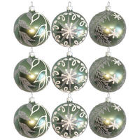 CHRISTBAUMKUGEL-SET 8 cm 9-teilig  - Mintgrün, LIFESTYLE, Glas/Metall (8cm) - X-Mas
