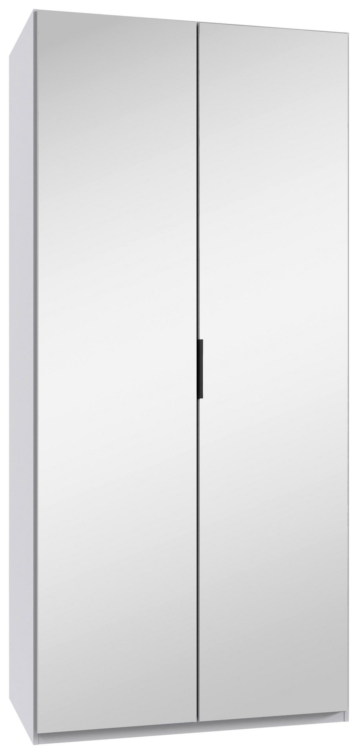 GARDEROB MED VIKDÖRRAR 100/216/58 cm 1-dörrar - vit/svart, Design, trämaterial/glas (100/216/58cm) - Boxxx