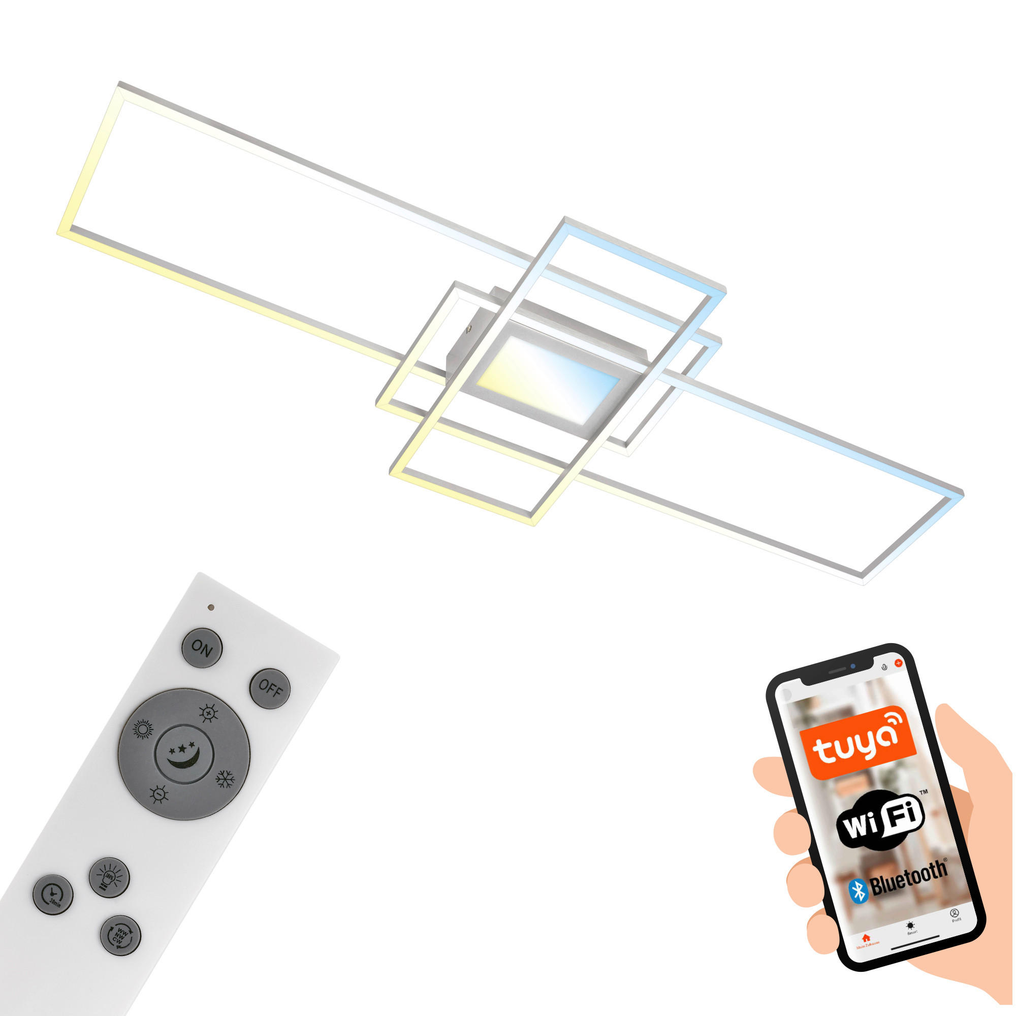 LED MENNYEZETI LÁMPA - alumínium színű, Basics, műanyag/fém (110,5/6,5/42cm)