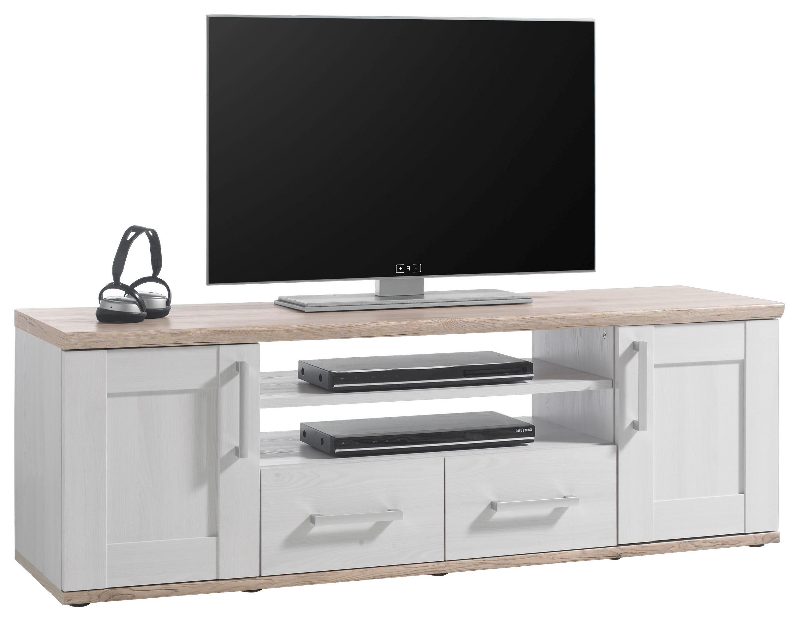 LOWBOARD Weiß, Lärchefarben - Silberfarben/Lärchefarben, KONVENTIONELL, Holzwerkstoff/Kunststoff (152/50/44cm) - Xora