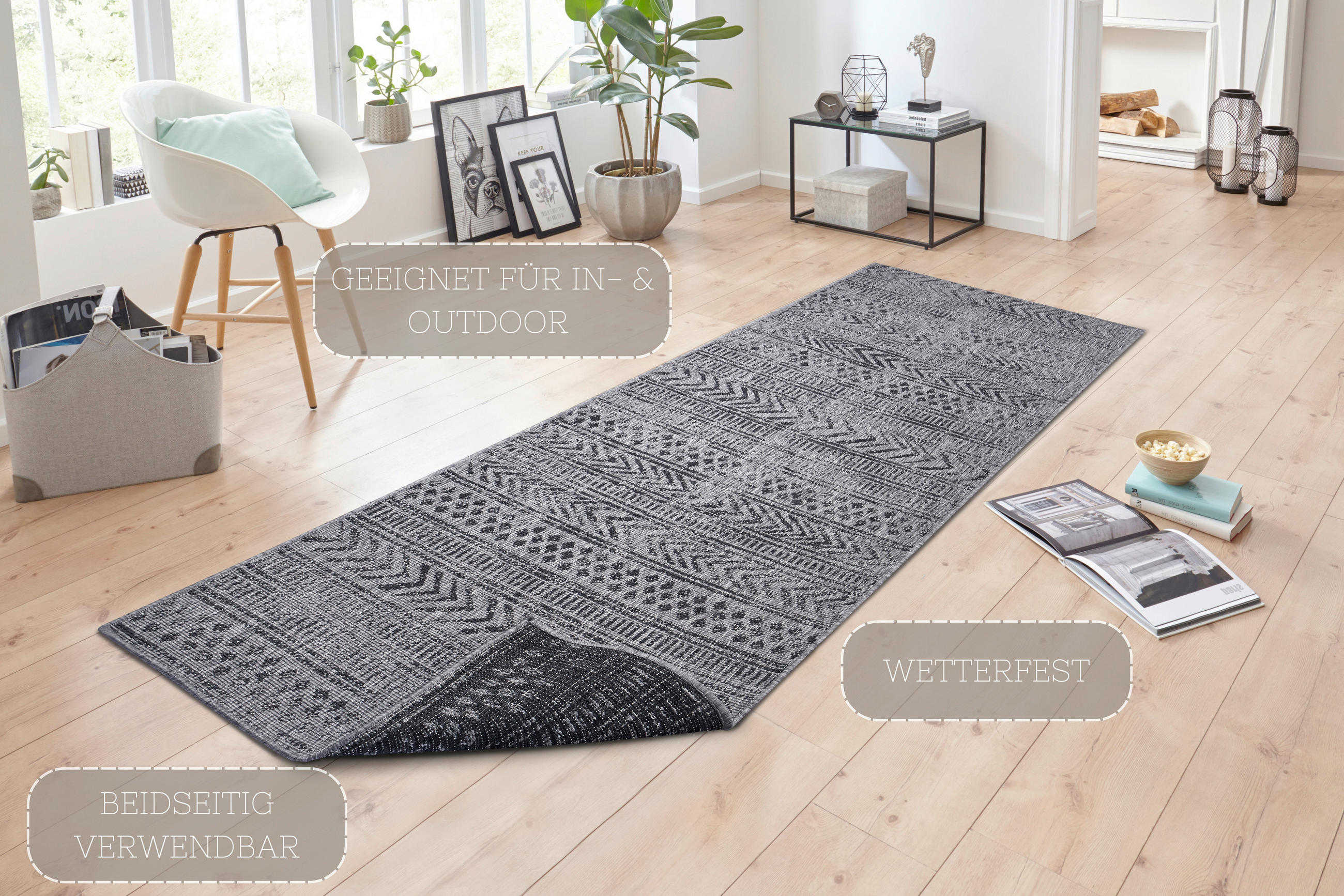 LÄUFER 80/350 cm Twin Supreme  - Schwarz/Grau, Design, Kunststoff (80/350cm) - Hanse Home