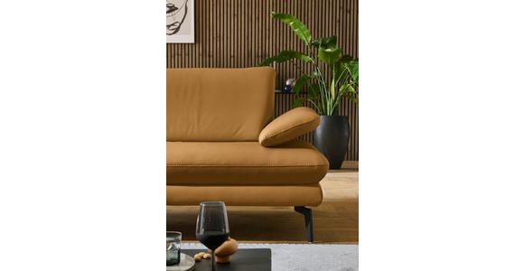 ECKSOFA in Echtleder Currygelb 195/308 cm - Currygelb/Schwarz, Design, Leder/Metall (195/308cm) - Dieter Knoll