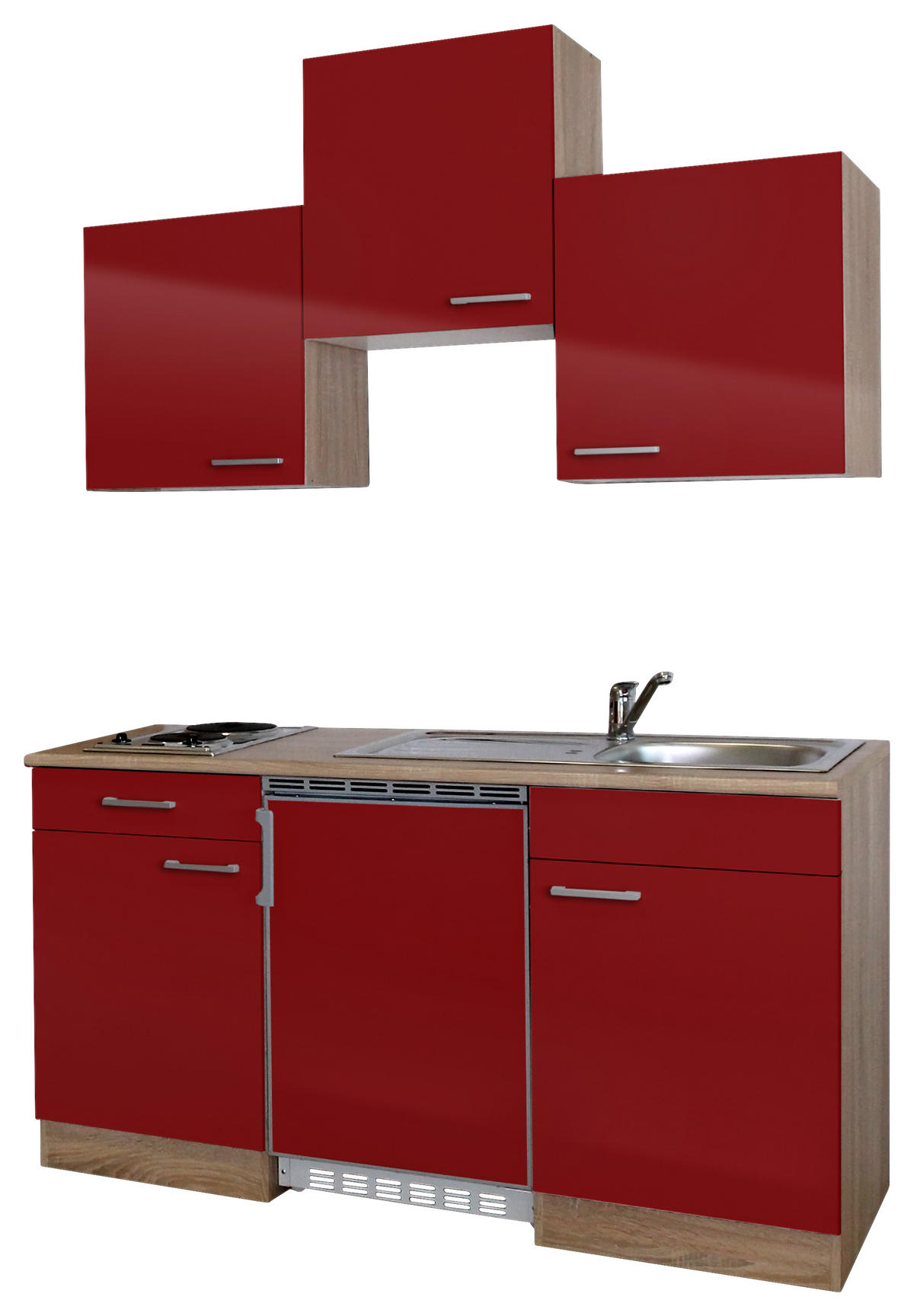 MINIKÜCHE 150 cm   in Rot  - Rot, Basics, Holzwerkstoff (150cm) - Respekta