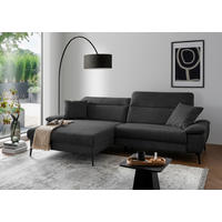 ECKSOFA Struktur Schwarz  - Schwarz, Konventionell, Textil/Metall (178/300cm) - Livetastic