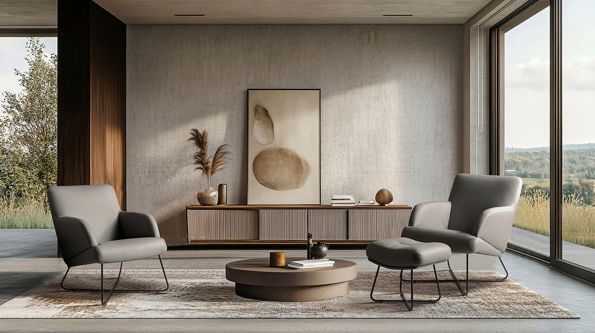 SESSEL in Lederlook Schieferfarben, Beige  - Schieferfarben/Beige, Design, Textil/Metall (67/87/74cm) - Livetastic