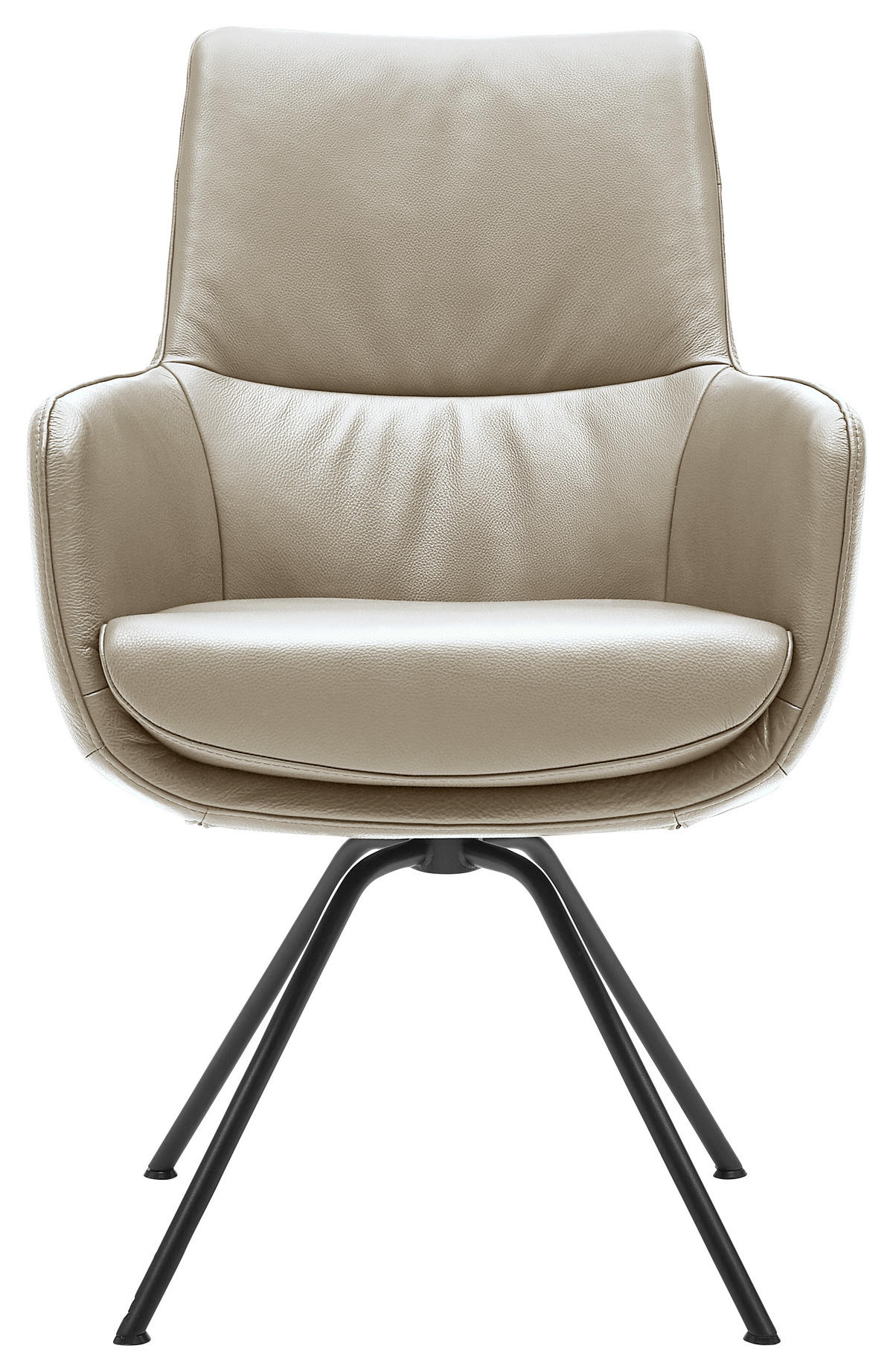 ARMLEHNSTUHL  in Stahl  - Taupe/Schwarz, Design, Leder/Metall (60/90/61cm) - Dieter Knoll