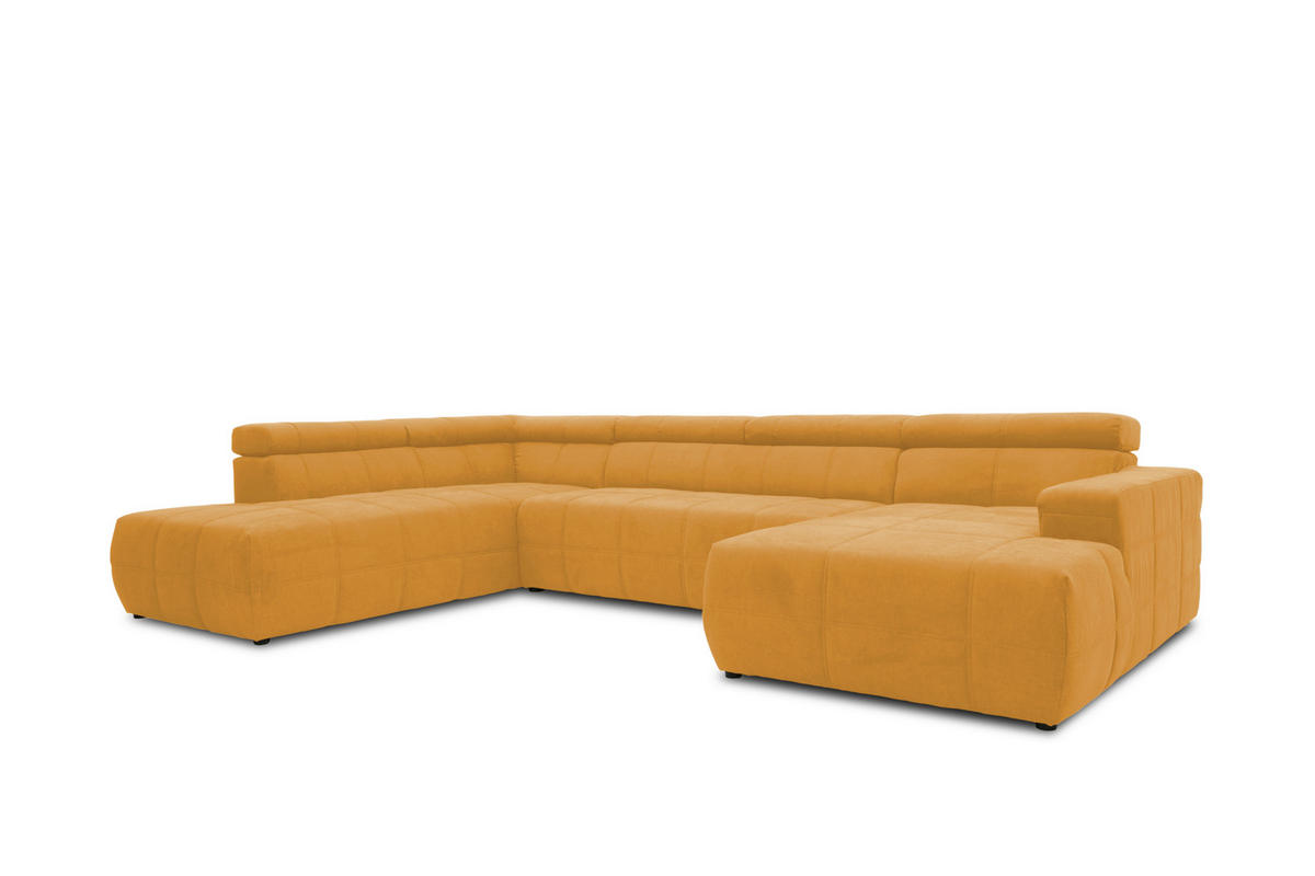 WOHNLANDSCHAFT Orange Mikrofaser  - Schwarz/Orange, Design, Kunststoff/Textil (228/359/175cm) - MID.YOU