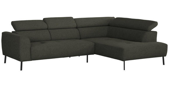 ECKSOFA in Chenille Graubraun  280/205 cm  - Graubraun/Schwarz, Design, Textil/Metall (280/205cm) - Xora
