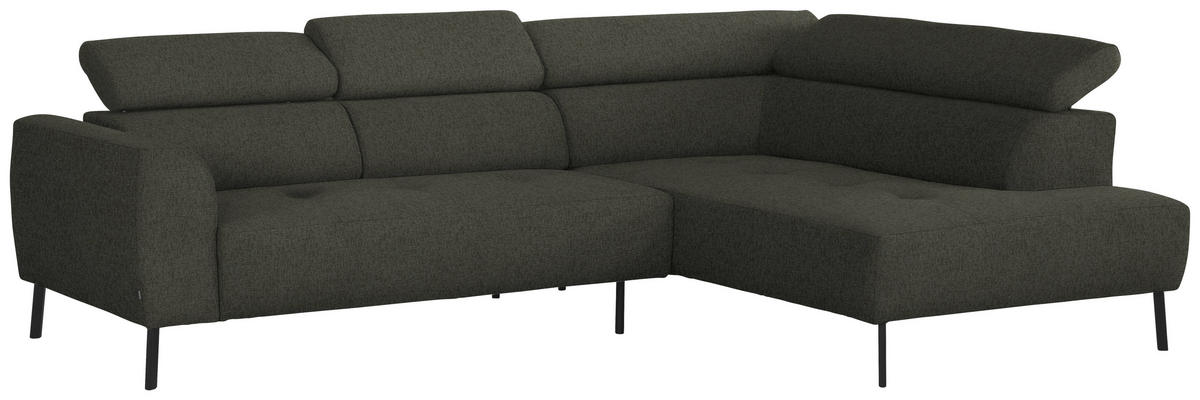 ECKSOFA in Chenille Graubraun  280/205 cm  - Graubraun/Schwarz, Design, Textil/Metall (280/205cm) - Xora