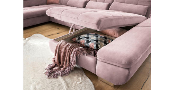 WOHNLANDSCHAFT  in Mikrofaser Rosa  - Chromfarben/Rosa, Design, Kunststoff/Textil (211/350/204cm) - Xora