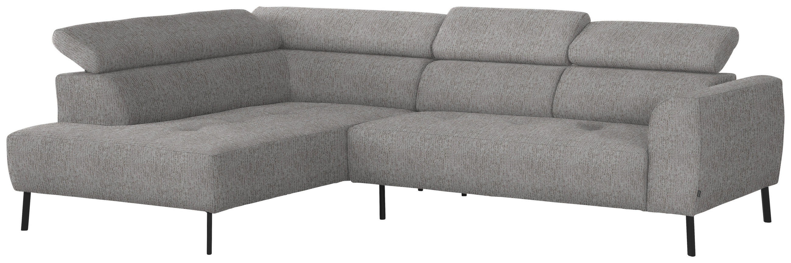 ECKSOFA in Webstoff Taupe  - Taupe/Schwarz, Design, Textil/Metall (205/280cm) - MID.YOU