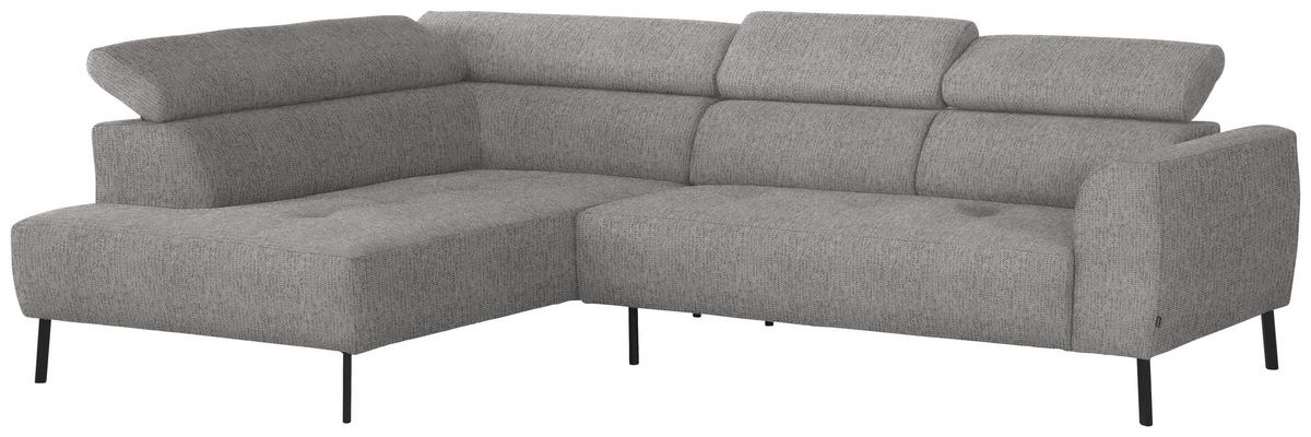ECKSOFA in Webstoff Taupe  - Taupe/Schwarz, Design, Textil/Metall (205/280cm) - MID.YOU