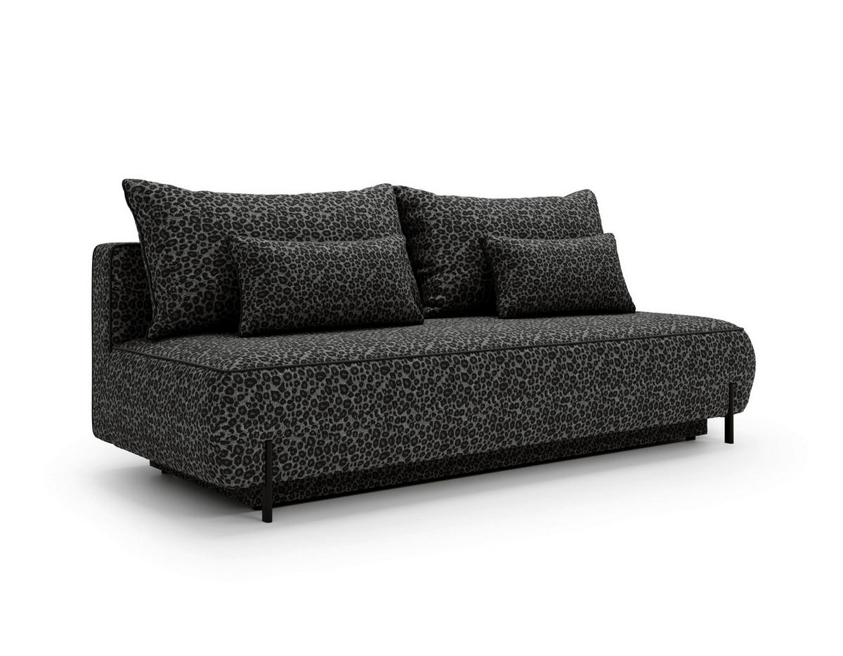 SCHLAFSOFA Jacquard Dunkelgrau Stoffauswahl, Rücken echt  - Dunkelgrau/Schwarz, Design, Textil/Metall (212/90/95cm) - Livetastic