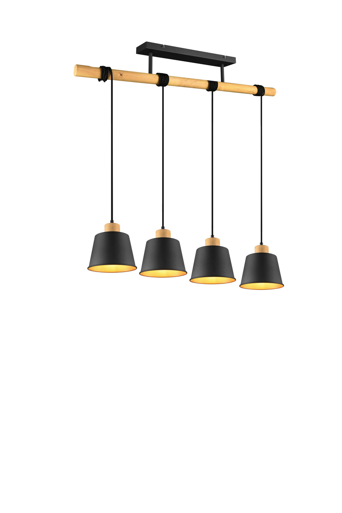PENDELLAMPA Harris 18/150 cm  - svart/guldfärgad, Modern, metall/trä (18/150cm) - Trio Leuchten
