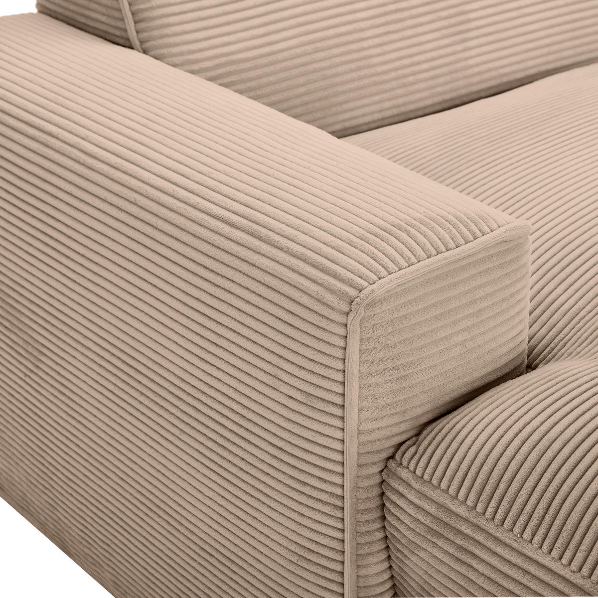 ECKSOFA in Cord Hellbraun  - Hellbraun/Schwarz, Design, Kunststoff/Textil (196/303cm) - Livetastic