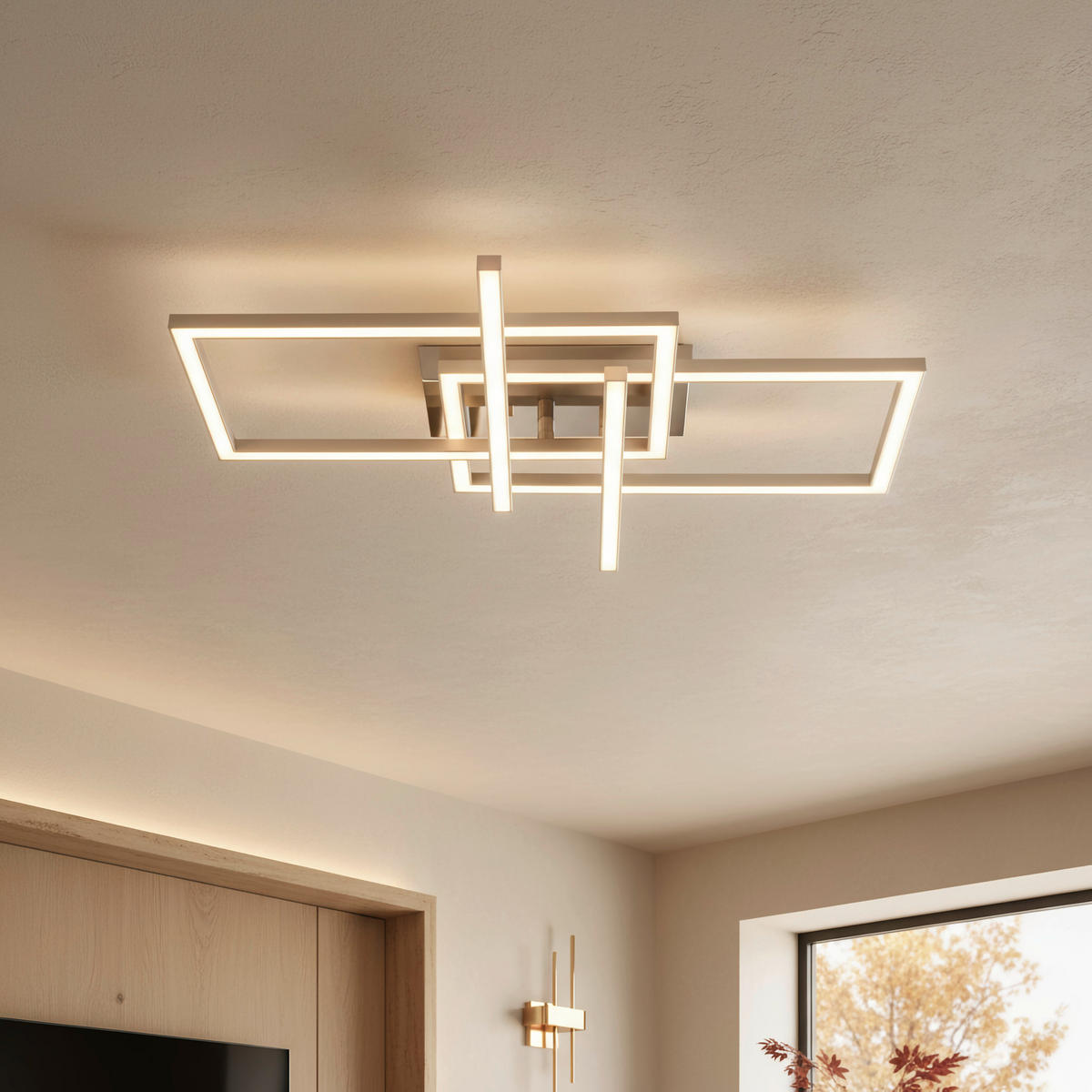 LED-DECKENLEUCHTE 24 W    50/43/7,6 cm  - Sandfarben/Chromfarben, Basics, Kunststoff/Metall (50/43/7,6cm) - Novel