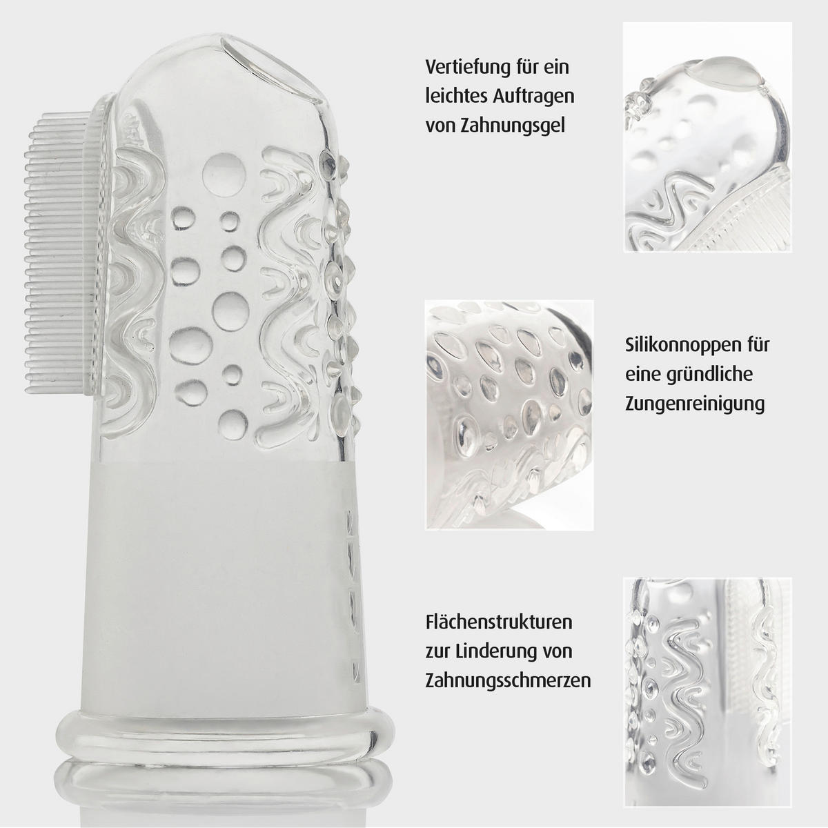 FINGERZAHNBÜRSTE - Transparent, Basics, Kunststoff (2,6/5,5/2,6cm) - Reer