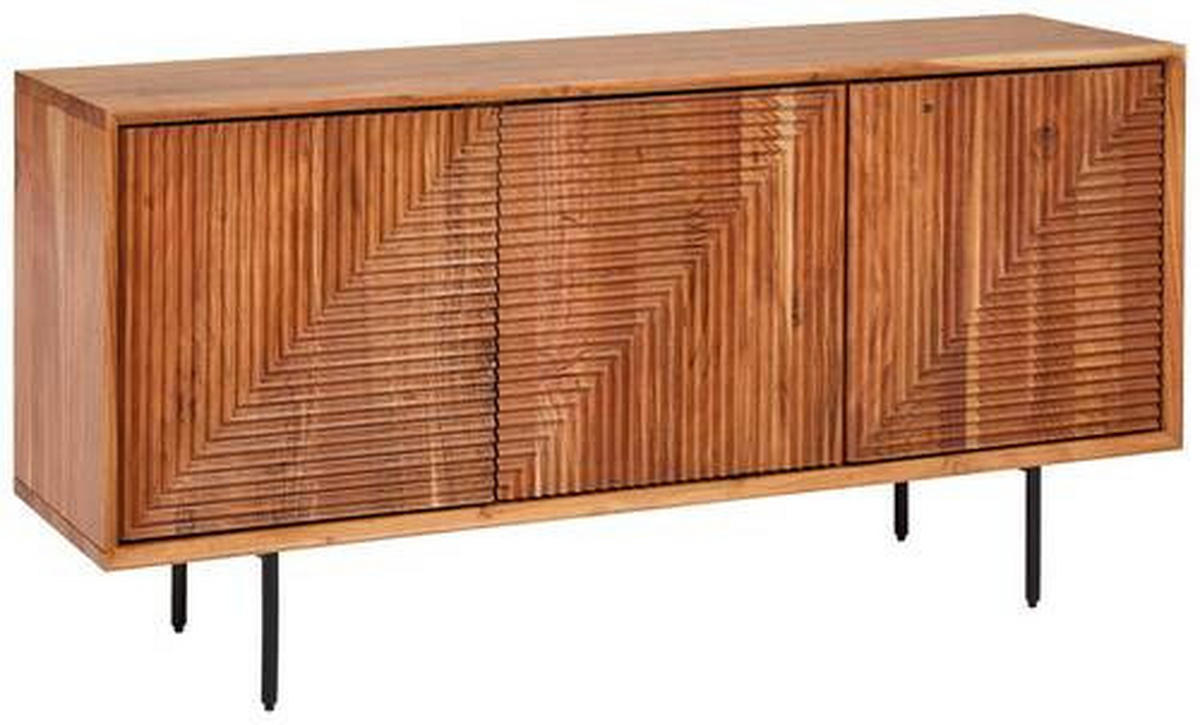SIDEBOARD  in 147/71/39 cm  - Schwarz/Akaziefarben, Design, Holz/Metall (147/71/39cm) - Livetastic