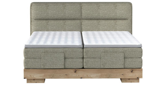 BOXSPRINGBETT 180/200 cm in Eichefarben, Olivgrün - Eichefarben/Olivgrün, Natur, Holz/Textil (180/200cm) - Valnatura