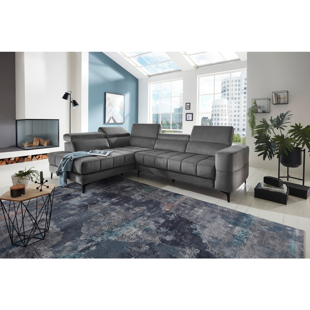 Thumbnail - Xora Ecksofa, Dunkelgrau, Textil, 4-Sitzer, Eckteil, L-Form, 281x202 cm, seitenverkehrt erhältlich, Wohnzimmer, Sofas & ...