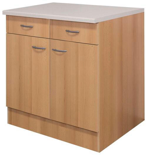 KÜCHENUNTERSCHRANK 80/85/57 cm  in Buchefarben  - Edelstahlfarben/Beige, MODERN, Holzwerkstoff/Kunststoff (80/85/57cm) - FlexWell