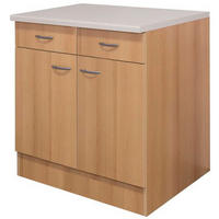 KÜCHENUNTERSCHRANK 80/85/57 cm  in Buchefarben  - Edelstahlfarben/Beige, MODERN, Holzwerkstoff/Kunststoff (80/85/57cm) - FlexWell