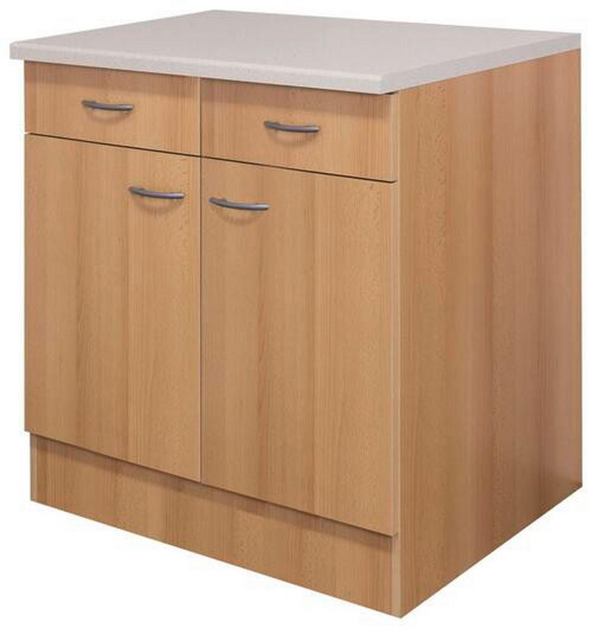 KÜCHENUNTERSCHRANK 80/85/57 cm  in Buchefarben  - Edelstahlfarben/Beige, MODERN, Holzwerkstoff/Kunststoff (80/85/57cm) - FlexWell