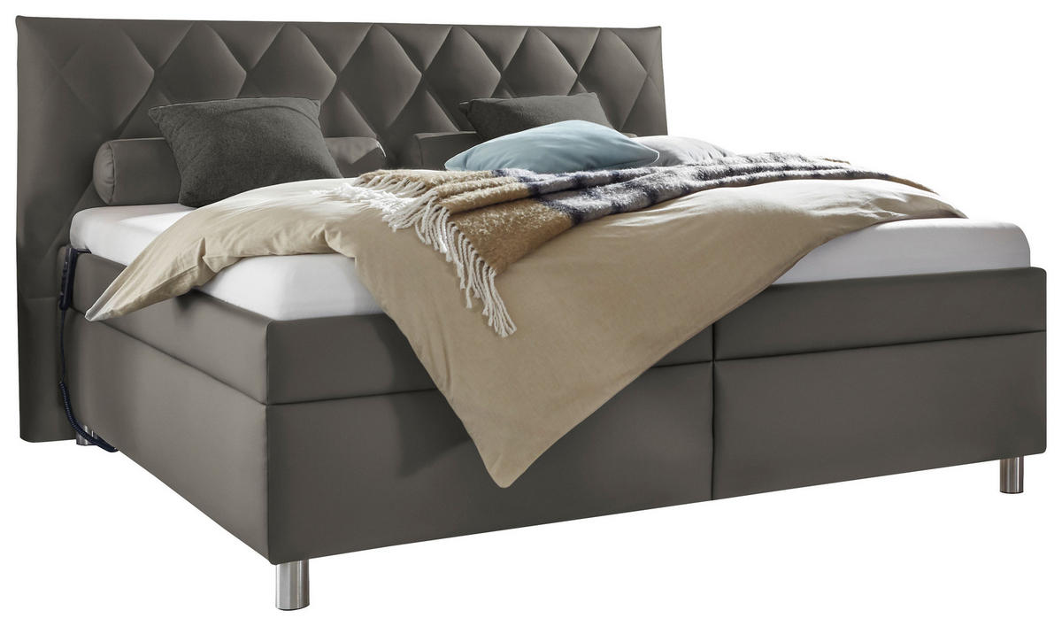 POLSTERBETT 160/200 cm  in Graubraun  - Weiss/Graubraun, Konventionell, Holz/Textil (160/200cm) - Esposa