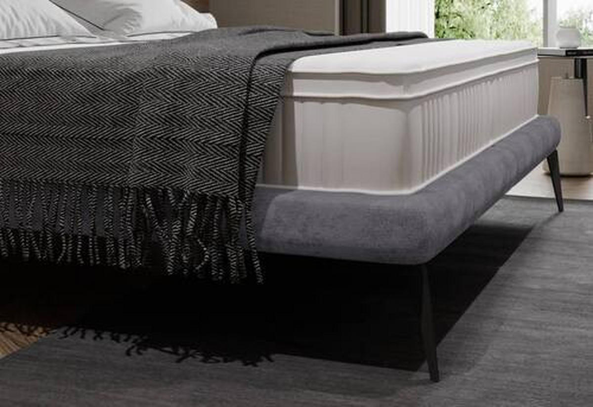 KÁRPITOZOTT ÁGY 180/200 cm  szürkésbarna  - fekete/szürkésbarna, Modern, textil/fém (180/200cm) - Livetastic