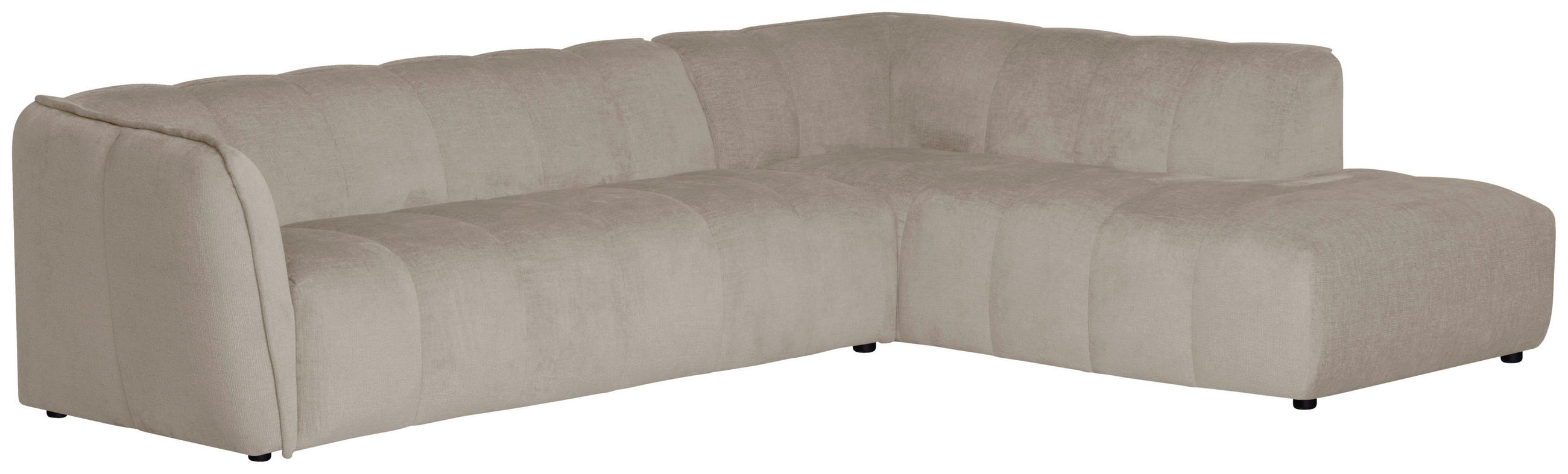 ECKSOFA LIVOLI in Chenille Creme  290/218 cm  - Creme/Schwarz, Design, Textil (290/218cm) - MID.YOU